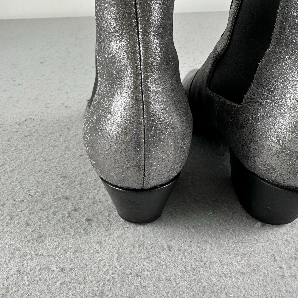 Saint Laurent Paris Silver Glitter Chelsea Heel Ankle Boots 40.5 EU - Picture 8 of 16